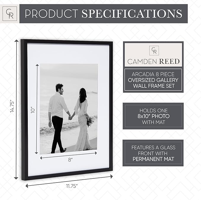 Camden Reed Arcadia 8 Piece Oversized Gallery Wall Frame, 11x14 and 11x11 inch - Image 3