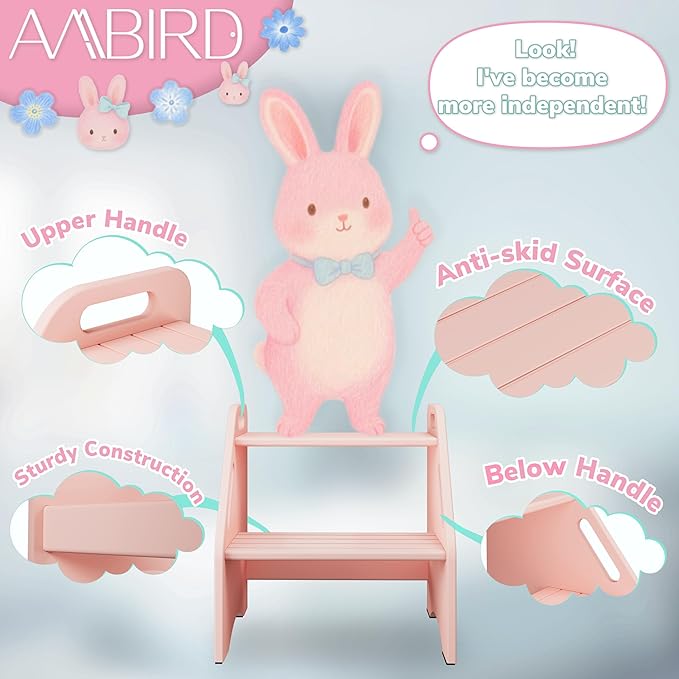 AMBIRD Wooden Kids Step Stool, 15.75'' H Potty Training Toddler 300 lbs Capacity - Image 2