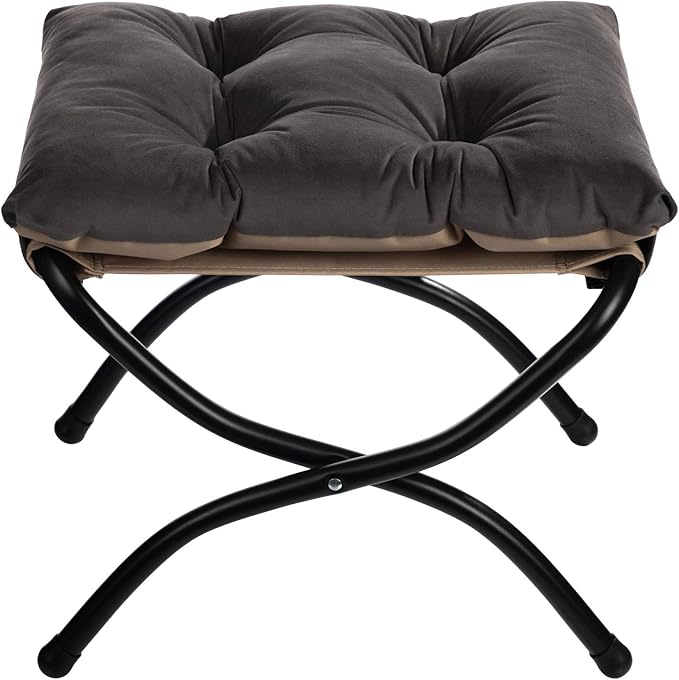HollyHOME 15" Folding Footrest Stool, Upholstered Small Foldable Ottoman - Image 9