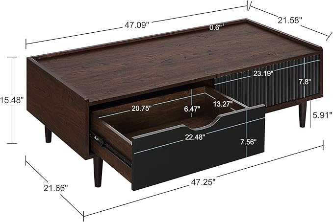 Manhattan Comfort Duane Mid Century Modern Coffee Table - Image 3