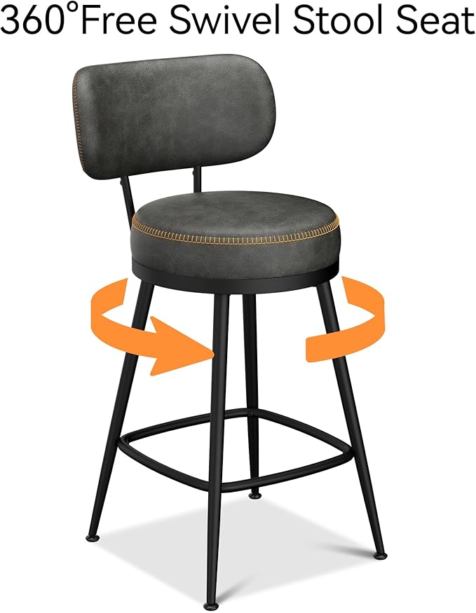 Counter Height Bar Stools, Faux Leather Kitchen Counter Stools - Image 8