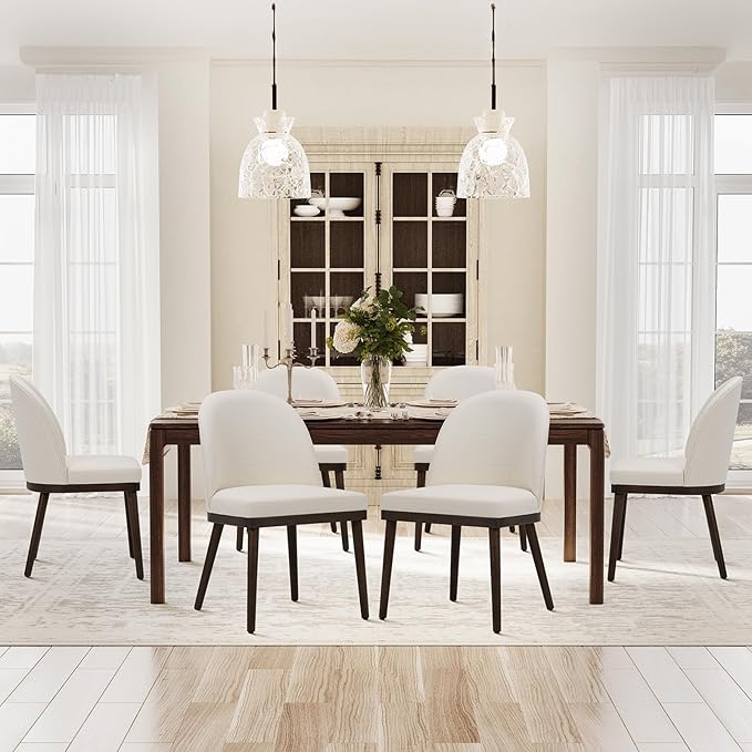 COLAMY Upholstered Dining Chairs Set of 6, Wooden Kitchen Chairs by COLAMYINC