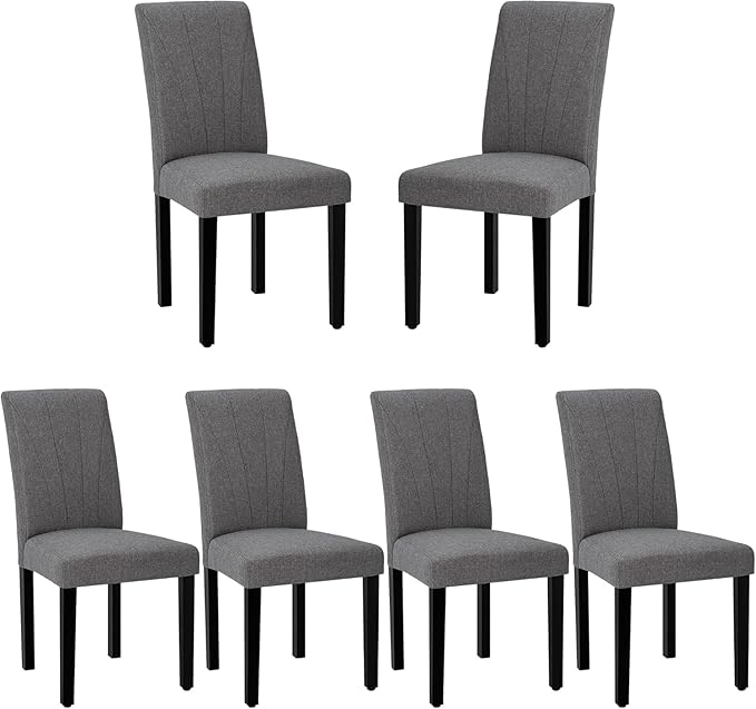 VECELO Upholstered Dining Chairs Set of 6, Modern Fabric and High Back & Solid by VECELO