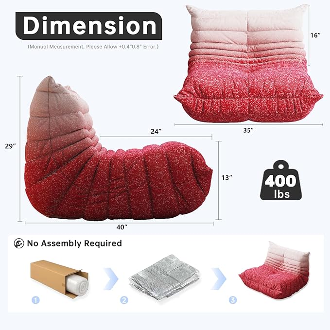 Bean Bag Chairs for Adults, BeanBag Reading Chair Memory Foam Couch, Floor - Image 2
