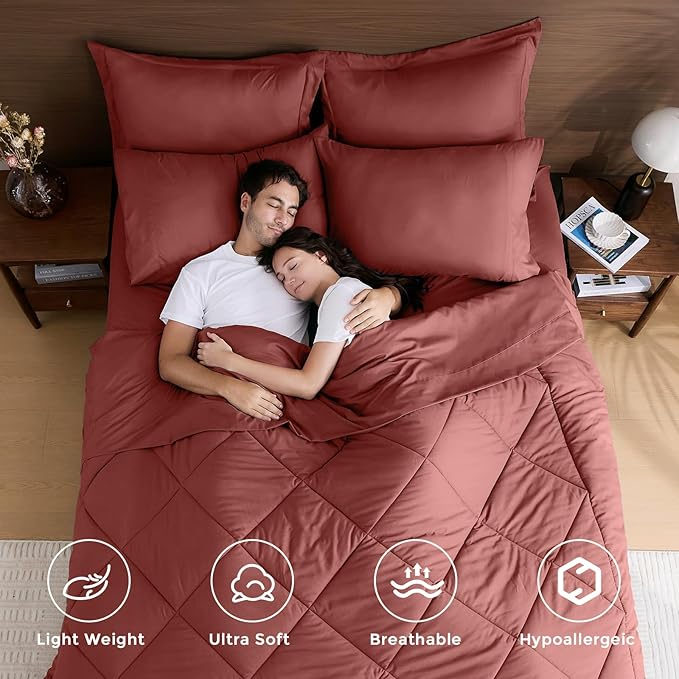 HEVUMYI Terracotta Cali-King Comforter Set - Image 2