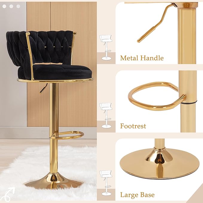 VECELO Bar Stools Set of 2, Adjustable Barstools Counter Height Stools - Image 6