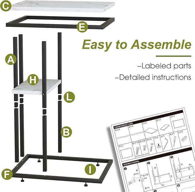 Easy Paws C Shaped End Table, Small Side Table - Image 7