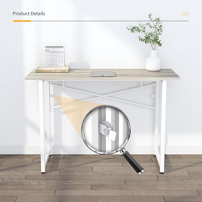Folding Desk 47 inch No Assembly Required Home Office Table, Writing Gaming - Image 9