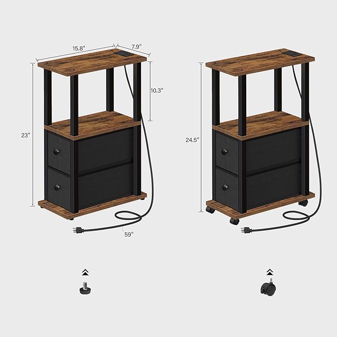 TUTOTAK Small Narrow End Tables, LED Side Tables - Image 3