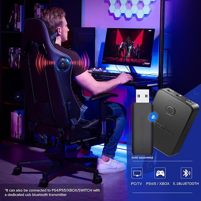 GTRACING Gaming Chair with Footrest Speakers Video Game Chair Bluetooth Music - Image 10