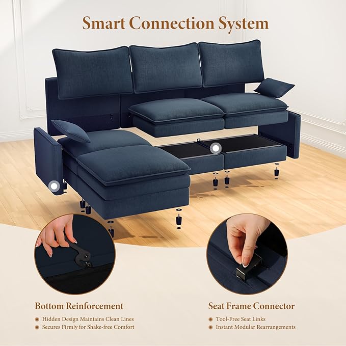 Vesgantti 108" U Shaped Sectional Couch, Comfy Cloud Modular Sectional Sofa - Image 5