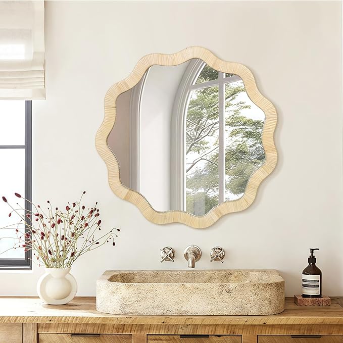 ULIKE Rattan Mirror for Wall, Bathroom 30 Inch Rustic Farmhouse Wall Decor - Image 4