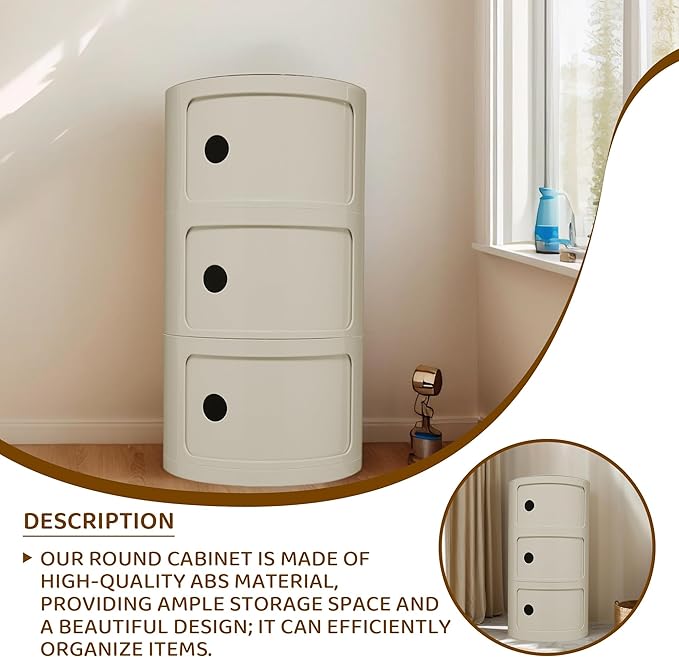 3 Tier Round with Storage, Modern Style Side Table - Image 4