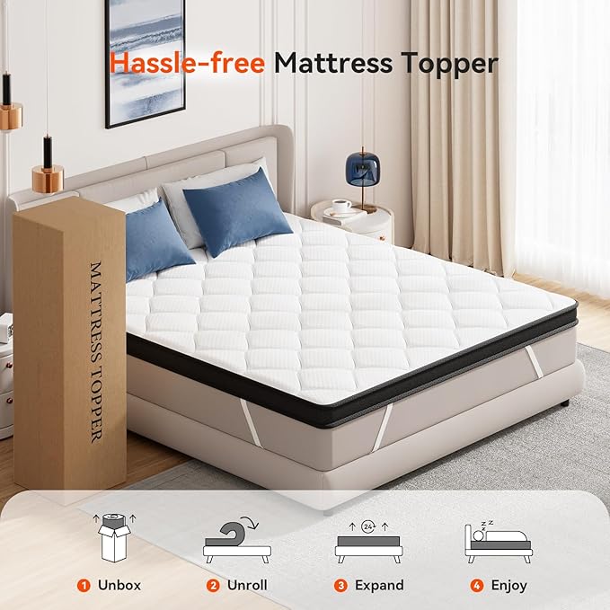 ELEMUSE 3 Inch Full Memory Foam Mattress Topper, High Density Gel Foam Bed - Image 8