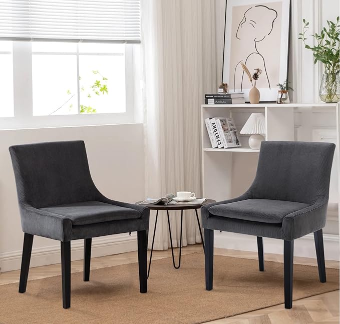 COLAMY Modern Dining Chairs Set of 6, Upholstered Corduroy Accent Side Leisure - Image 2
