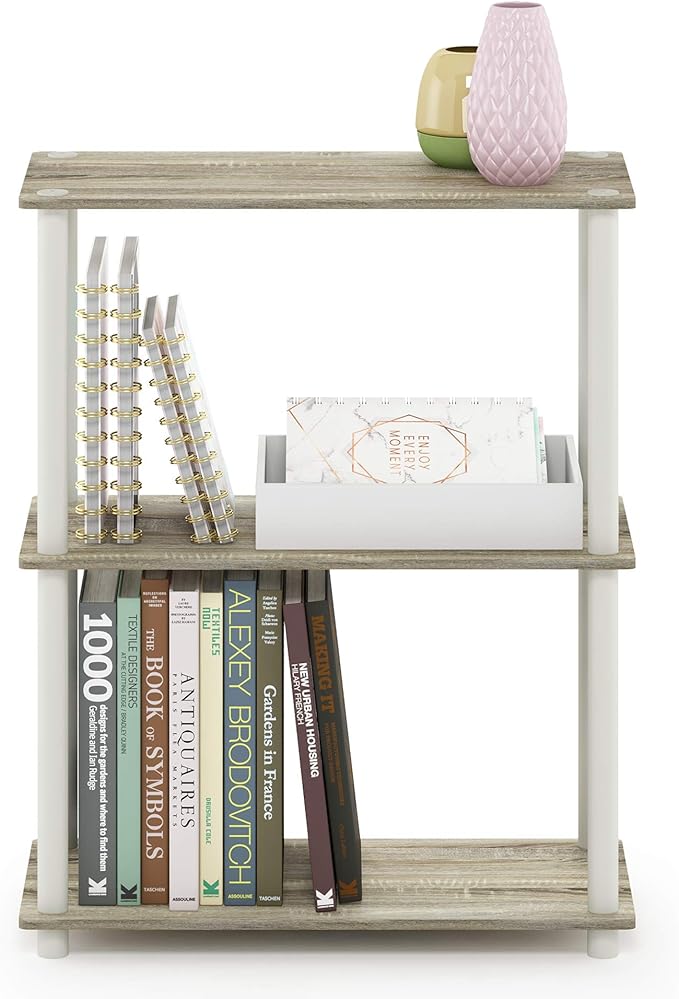 Furinno Turn-N-Tube 3-Tier Compact Multipurpose Shelf Display Rack, Sonoma - Image 3
