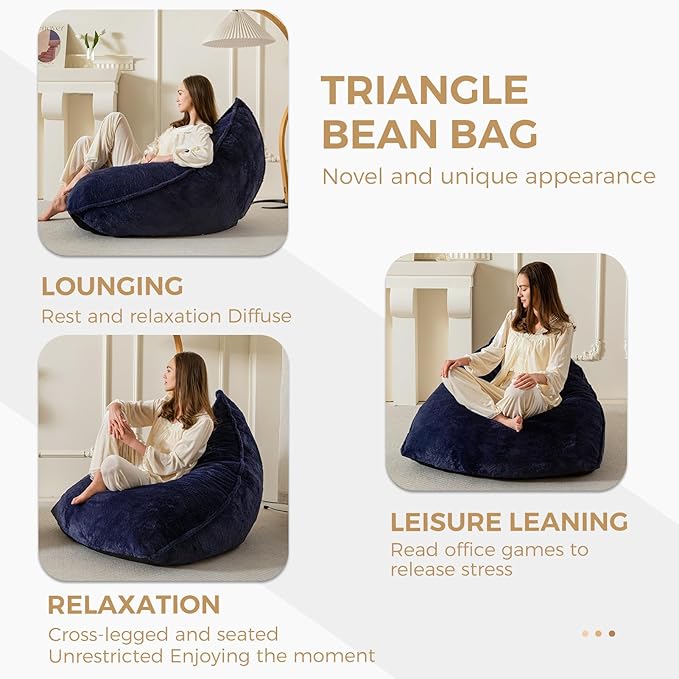 BYBYME Bean Bag Chairs Sherpa Lazy Sofa, Giant Beanbag Chairs - Image 3