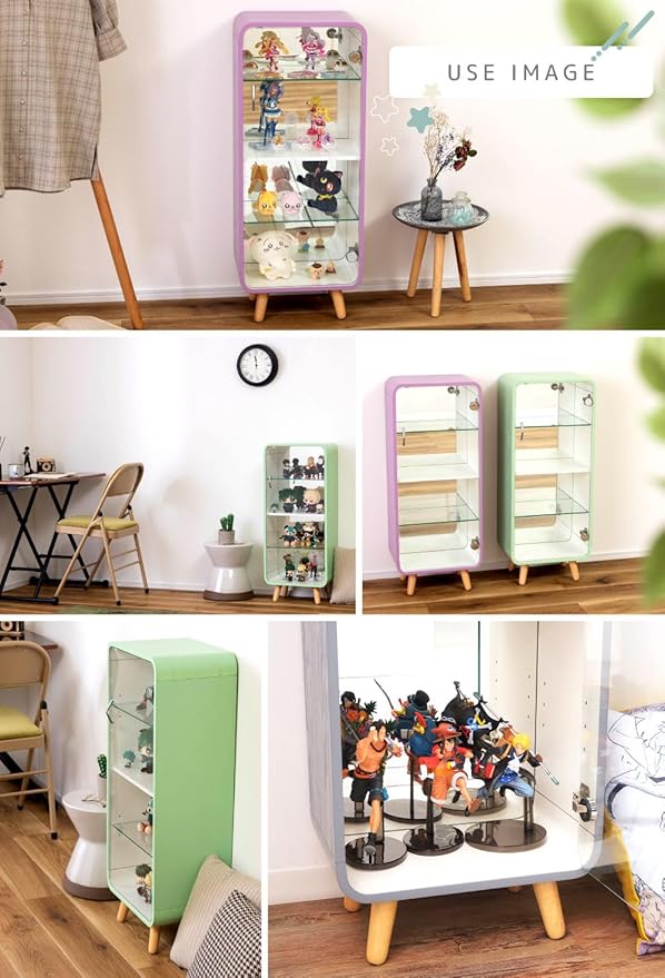 PaletteLife Figurine-Case 4 Tiers Collection-Case Mirror-Backboard Woodgrain - Image 4