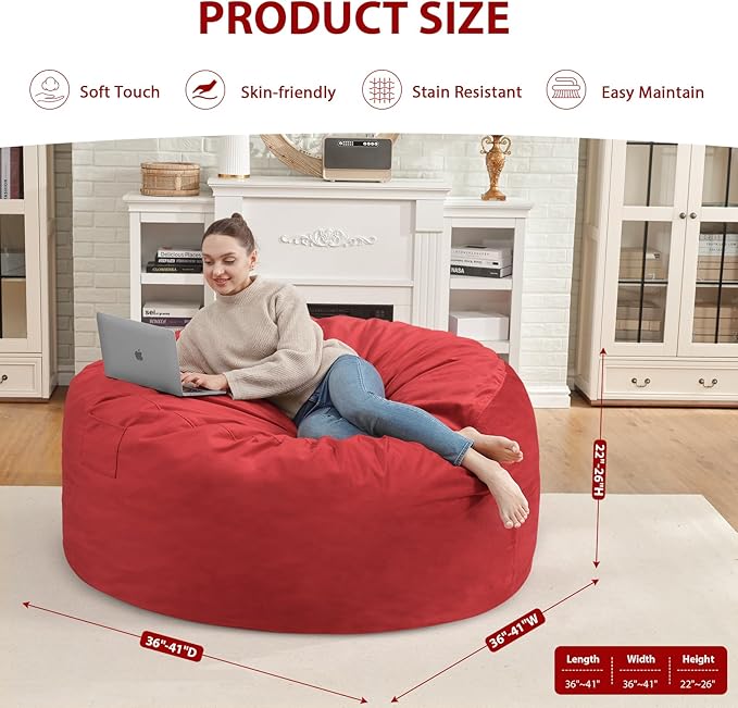 3FT Bean Bag Chair, Comfy Bean Bag Chairs - Image 3