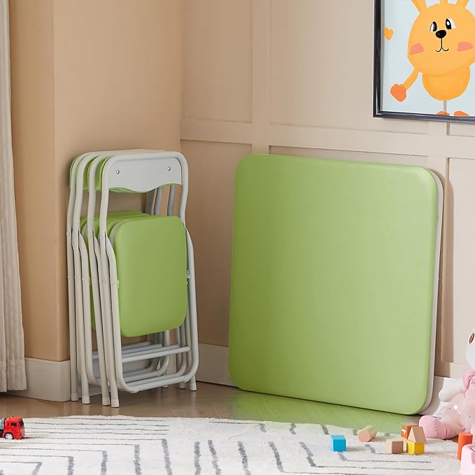 VECELO Kids Folding Activity Table and Chair Set, - Image 8