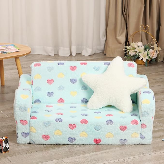 Extra Wider Seating Toddler Couch, 2-in-1 Toddler Soft Couch Fold Out - Image 7