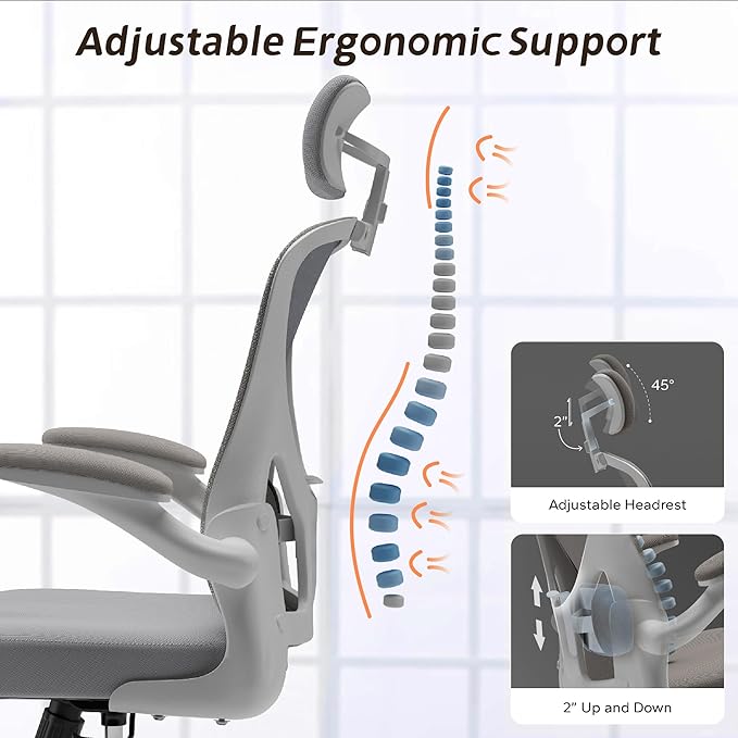 Ergonomic Office Chair with Adjustable Lumbar Support & Flip-Up Armrests - Image 4