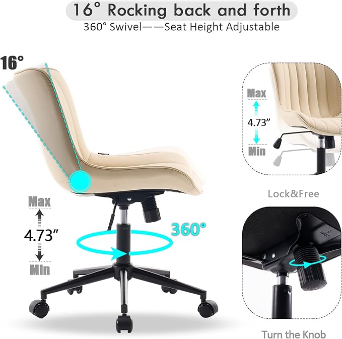 YOUNIKE Beige Home Office Desk Chair - Image 3