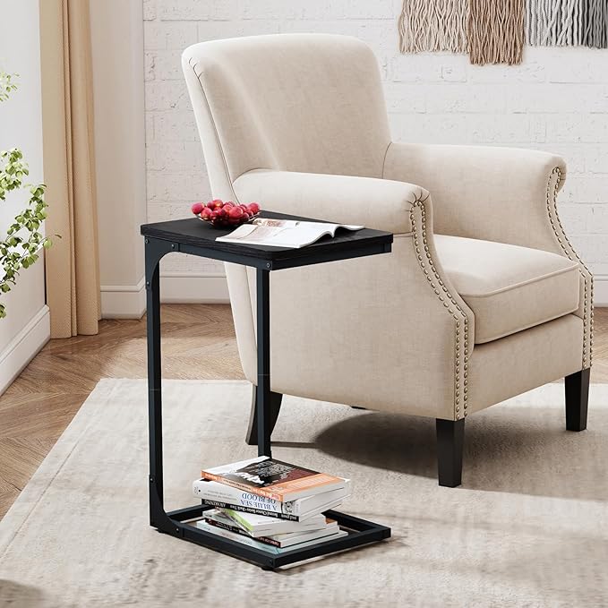 QEEIG C Table Side Table Living Room C Shaped Couch Tray End Table Modern 1 Pack - Image 2