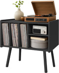 Record Player Stand with Vinyl Storage, Wooden Record Player Table with 5 by Montex