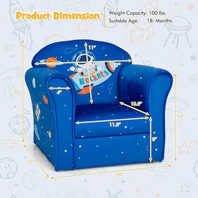 Costzon Kids Couch, Children's Sofa Armrest Chair - Image 3