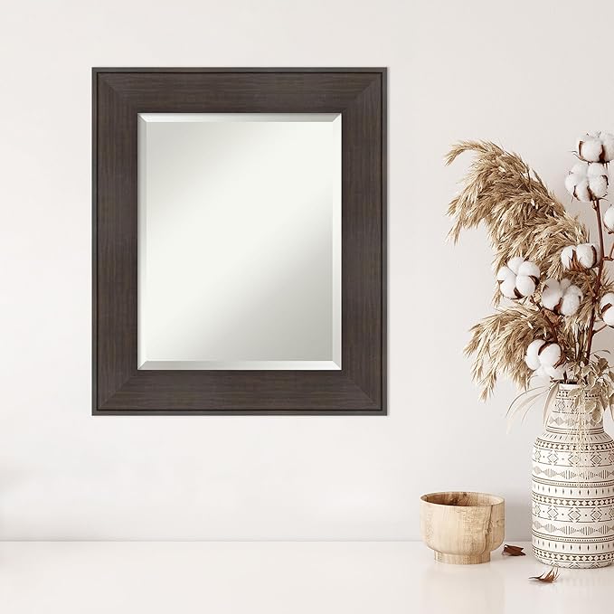 Amanti Art Brown Wall Mirror 26x22 William Rustic Woodgrain Rectangle Bathroom - Image 5