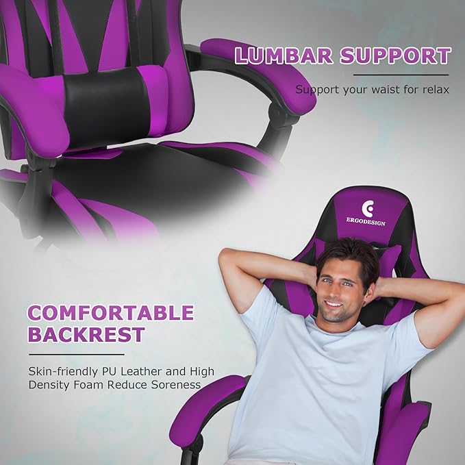 Gaming Chair with Linkage Armrest & Footrest, High Back Video Gaming Chair - Image 7