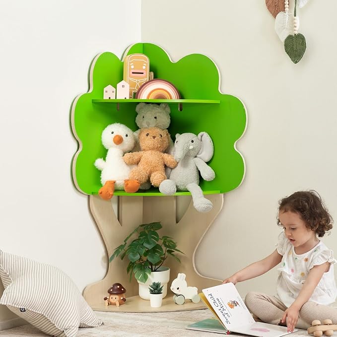 OOOK Tree Bookshelf for Kids Reading Nook, Corner Bookcase Toy Storage for - Image 2