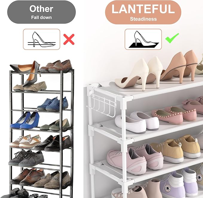 10 Tiers Shoe Rack 50 Pairs Large Capacity Tall Shoe Organizer Sturdy Shoe - Image 6