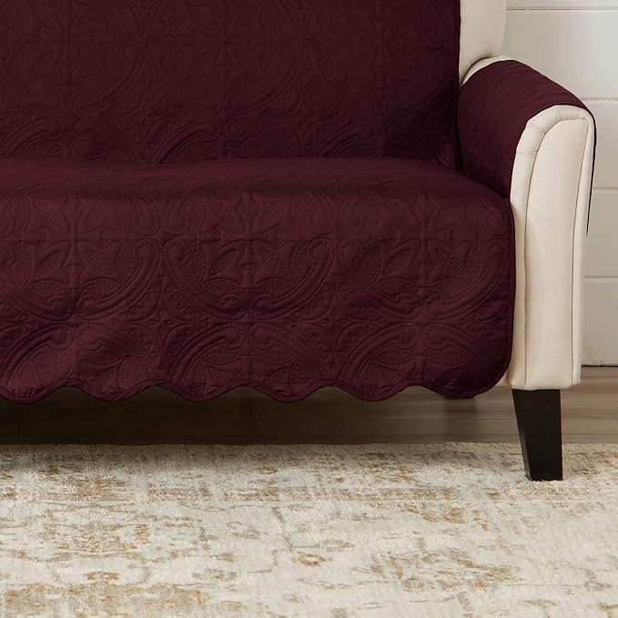 Medallion Stitched Solid Furniture Protector Stain Resistant Durable Furniture - Image 2