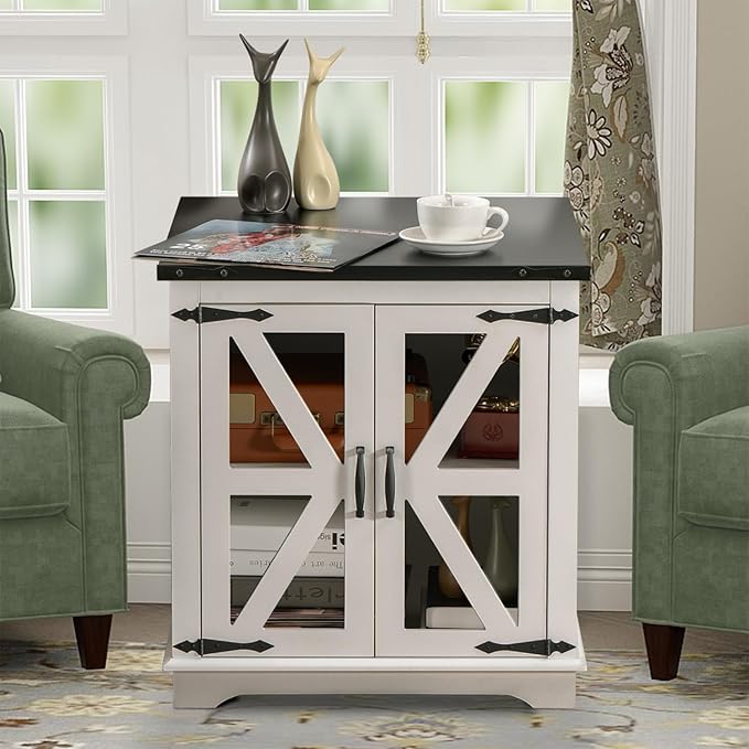 Farmhouse End Table, Rustic Square Sofa Beside Table - Image 3