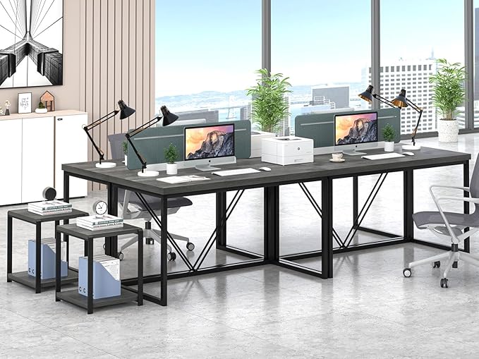 EXCEFUR Modern Computer Desk, Small Home Office Desk, Wood and Metal Writing - Image 5