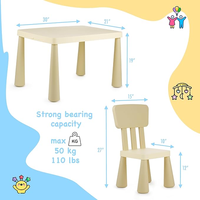 Kids Table and Chairs Set with Storage Drawer, Height-Adjustable Children's Desk - Image 6