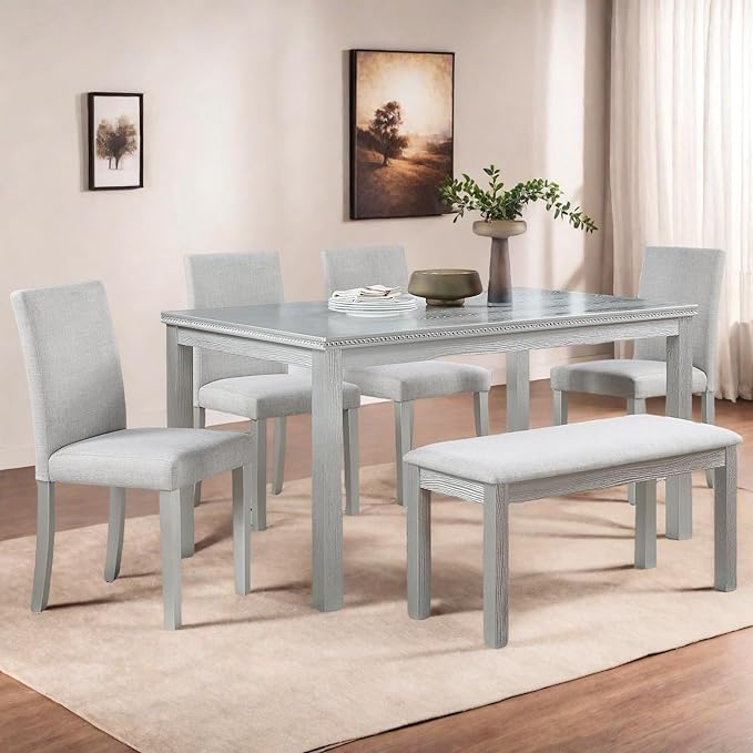 Dining Table Set for 5, 6 Piece Dining Room Table Set - Image 6