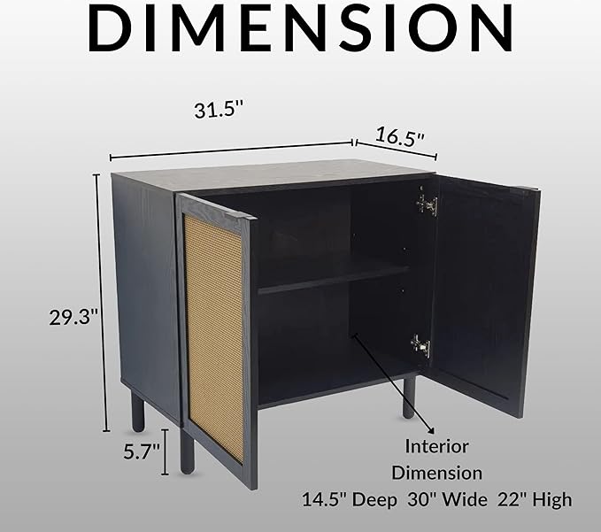Sango Orre 2-Door Cabinet, Modern Black Storage Cabinet - Image 3