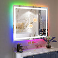 40x32 Inch RGB LED Bathroom Mirror Front Light and RGB Backlit Lighted Vanity by YEELAIT