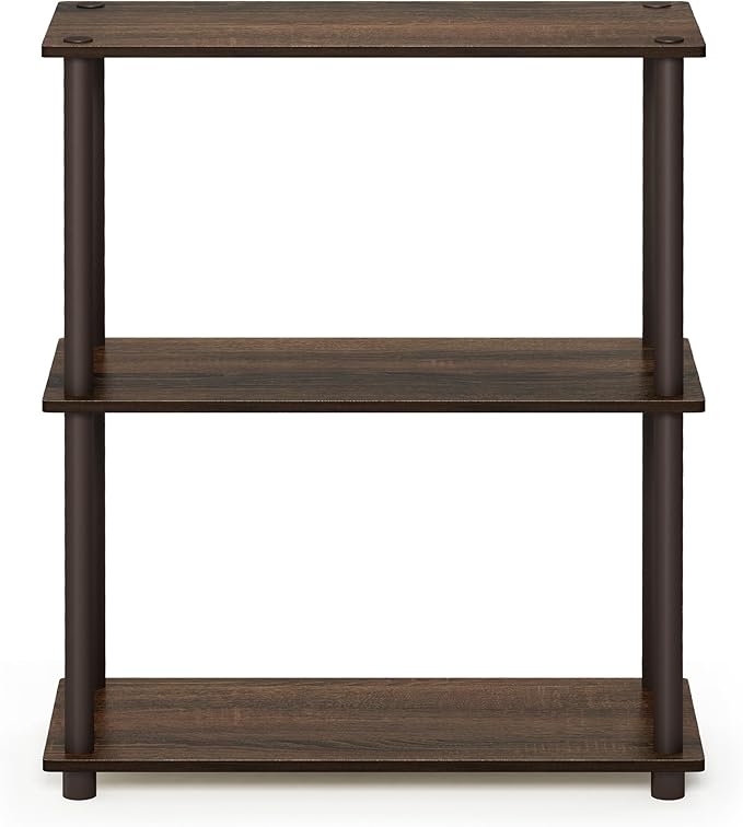 Furinno Turn-N-Tube 3-Tier Compact Multipurpose Shelf Display Rack, Walnut/Brown - Image 4