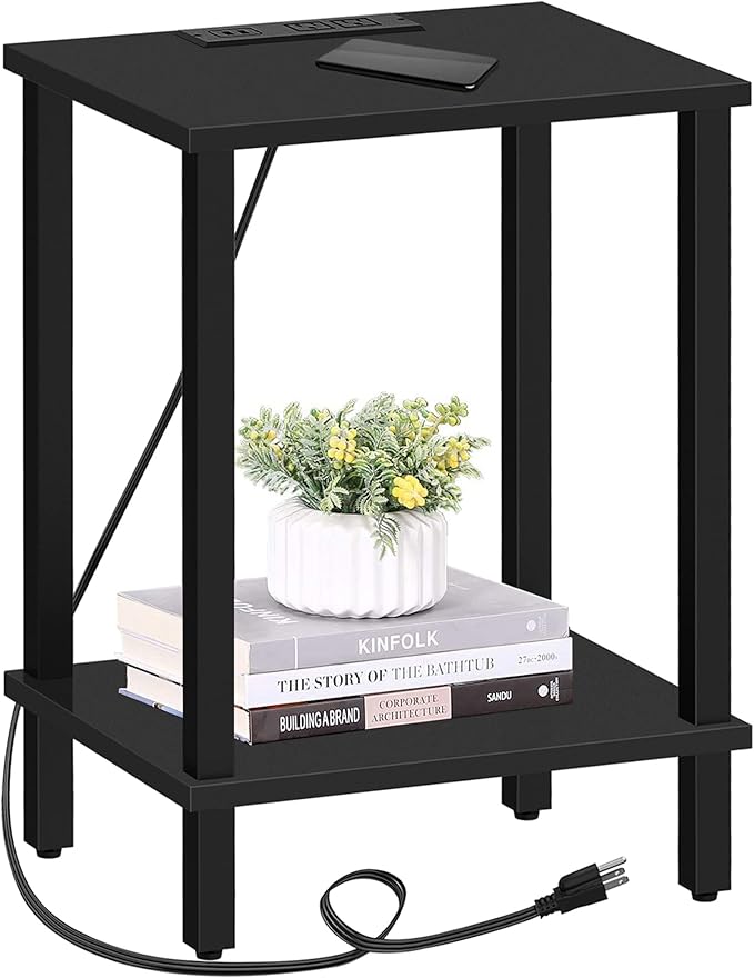 TUTOTAK End Table with Charging Station, Side Table with USB Ports and Outlets by WelcometotheTUTOTAKHome