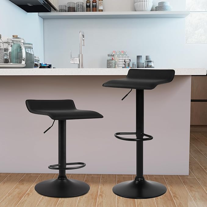 NOBPEINT Contemporary Chrome Air Lift Adjustable Swivel Bar Stool - Image 2