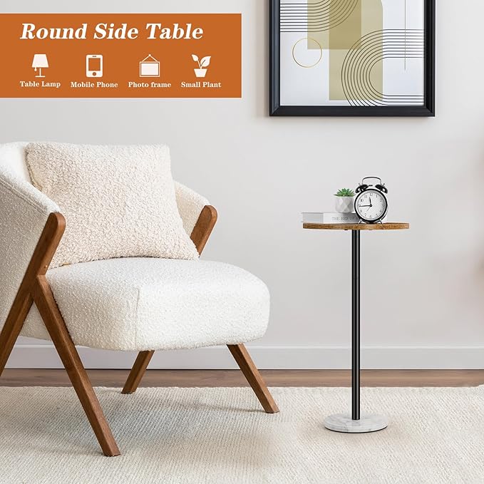 Round Side Table Set of 2 Small End Table Accent Table - Image 5