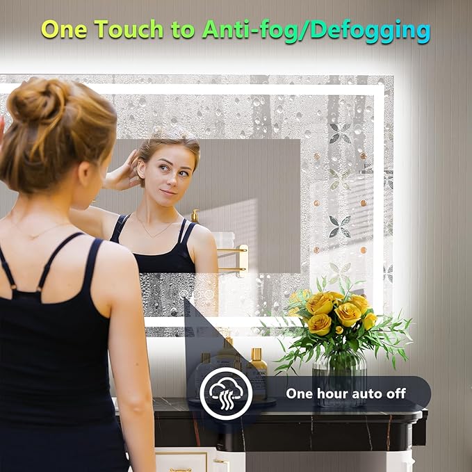 55x36 Inch RGB LED Bathroom Mirror Front Light and RGB Backlit Lighted Vanity - Image 5