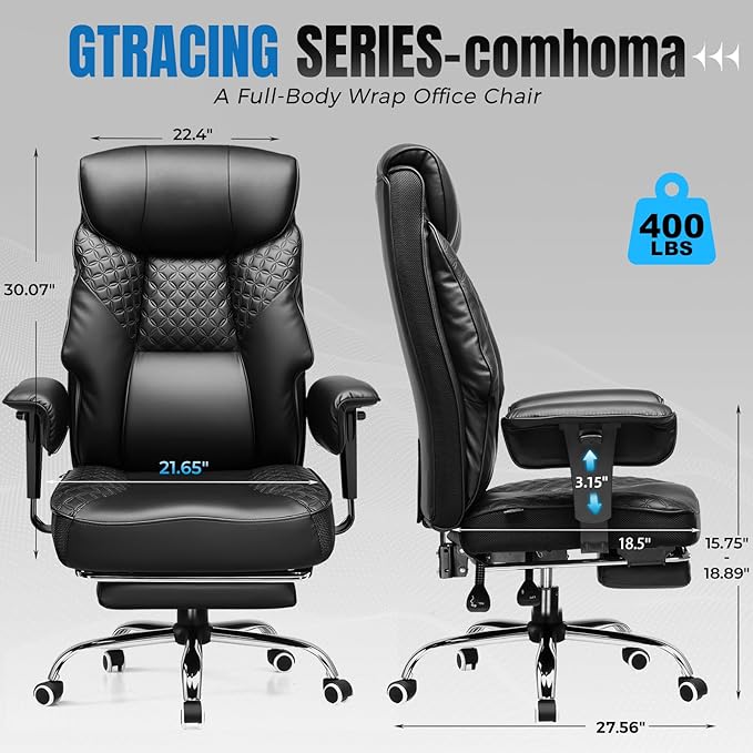 GTRACING Big and Tall Office Chair 400LBS Wide Ergonomic Gaming Chair - Image 2