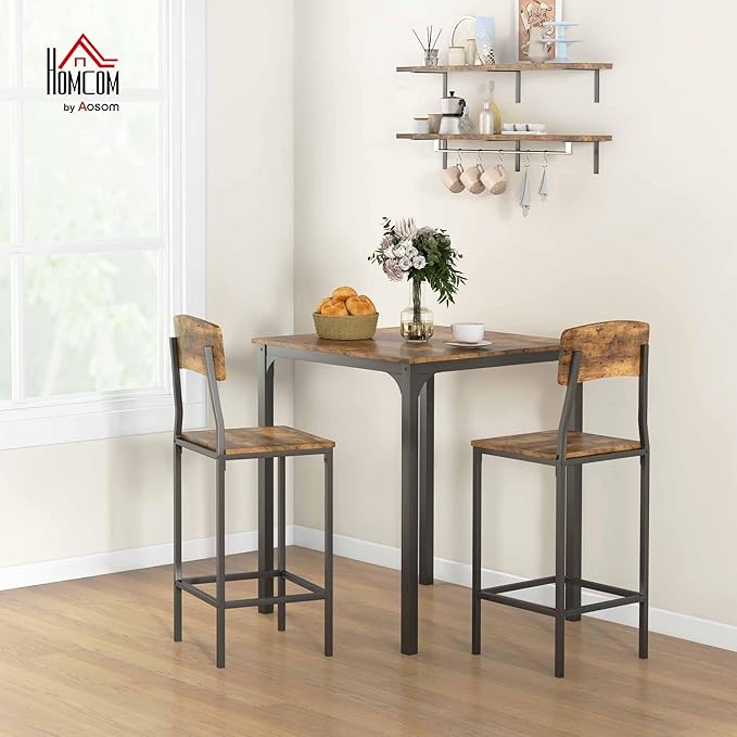 HOMCOM 3-Piece Counter Height Bar Table - Image 2