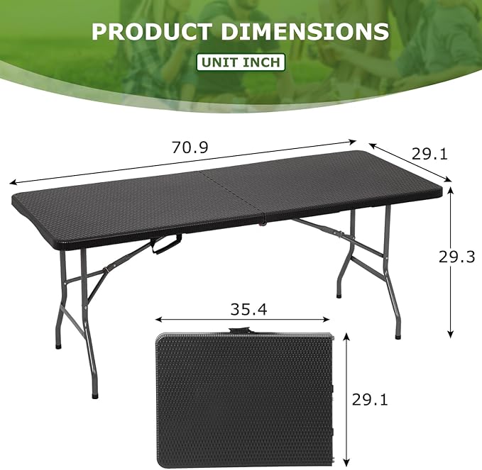 BestOffice Outdoor Folding Camping Table Plastic Table Portable Square Height - Image 3