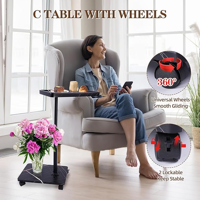 C Table Side Table End Table Adjustable Height，C Shaped End - Image 7